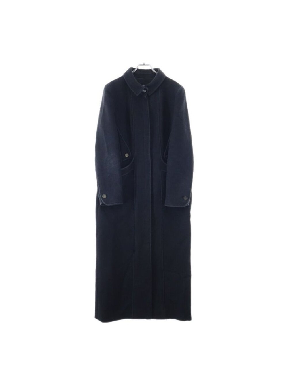 Chanel Wool&cashmere Long Coat CC Logo Button Wool Cashmere Black